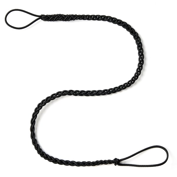 MoyRetty 25" Black Spiral Hair Tie Sprots Ponytail Holders, Elastic Braided Riptie Hair Ties No Damage for women 1PC