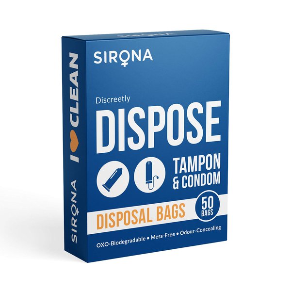 Sirona Condom and Tampon Disposal Bags - 50 Bags | for Discreet Disposal of Tampons and Condoms | Bathroom Trash Bag