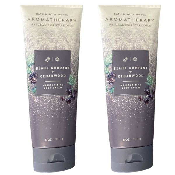 Bath and Body Works Gift Set of of 2 - 8 oz Body Cream - (Aromatherapy Black Currant & Cedarwood) Multicolor