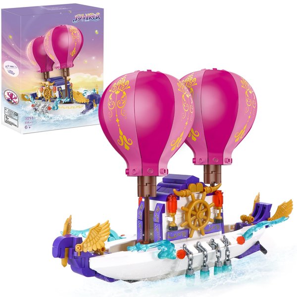 COGO MAN Fairy Girls Magic Cruise Ship Building Sets 358 Pieces Princess Magic Boat Model with hot air Balloon Building Kit Christmas Birthday Gift for Kids Girls Age 6-12