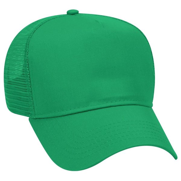OTTO Cotton Blend Twill 5 Panel Pro Style Mesh Back Trucker Hat - Kelly