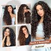 Clip in Hair Extensions, FLUFYMOOZ 4PC 100％ Pure Protein Silk Hair Extensions Long Soft Natural Hairpiece 20 Inch Curly Hair Extension for Women (Dark Almond brown with copper)