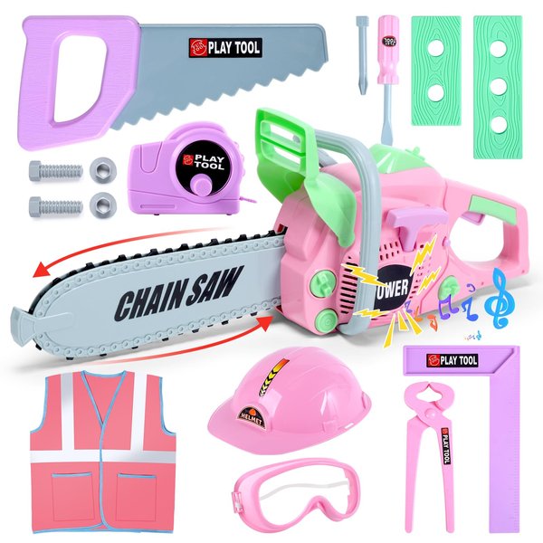 Skirtoy Toddler Tool Set,Kids Tool Set with Toy Chainsaw,Construction Toys Include Electric Saw,Kids Tape Measure,Pretend Play Toys Thanksgiving for Girls and Boys Ages 3-5