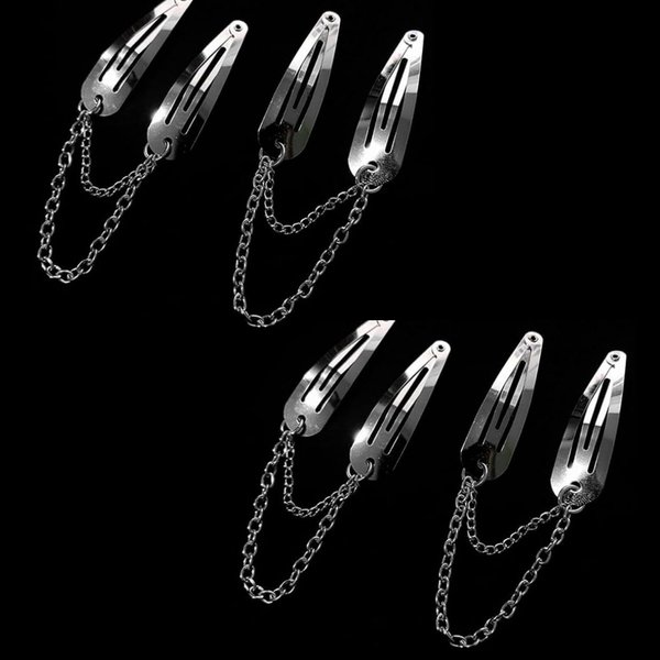4Pcs Silver Metal Snap Hair Clips Chain Cross Heart Hair Barrettes Clips with Pendant Girls Hair Accessories，Hair Styling Accessories, Hair Care
