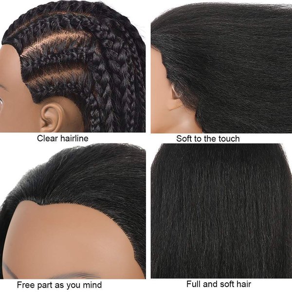 Mannequin Head with Human Hair Manikin Head 16 inch 100% Real Hair Doll Head for Hair Styling Salon Training Head Cosmetology Braiding Practice Mannequin Manikin Head Hairdresser (16 Inches)