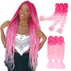 Pink Braiding Hair Extensions for Braids 24 inch 6 Packs Synthetic Hair for Braiding Hot Pink to Light Pink