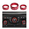 Dickno 3PCS Air Conditioner Switch Button Knob Cover, Aluminum Alloy A/C Decal Trim Rings Compatible with Challenger Durango 2015-2022, Auto Interior Decor Accessories (Red)