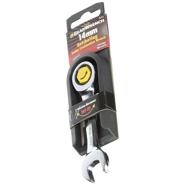 GEARWRENCH 12 Pt. Stubby Ratcheting Combination Wrench, 14mm - 9514D
