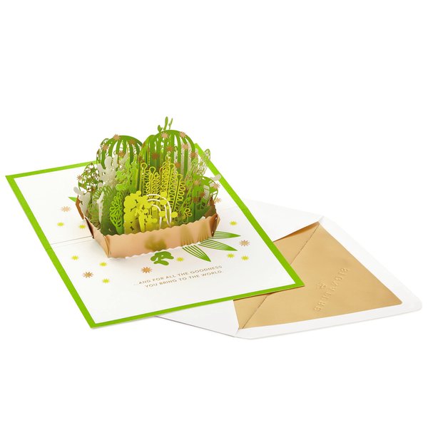 Hallmark Signature Paper Wonder Pop Up Thank You Card, Succulents (Nurses Day Card, Teacher Appreciation, Healthcare Worker Gift) (1299RZH1132)
