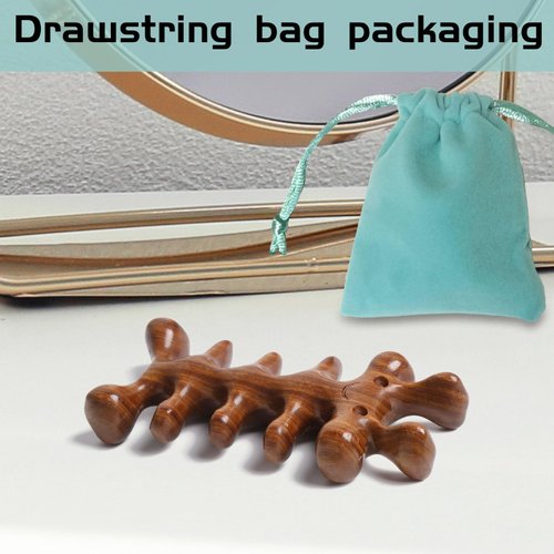 Frestyle Natural Wood Wide Tooth Hair Comb Head Scalp Massage No Static Green Sandalwood Hair Pick Wooden Comb for Women Men Kids Hair Neck Hands Legs Caring Tool (Cute Insect)