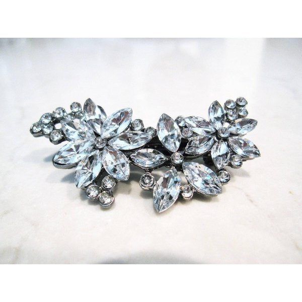 Generic Small silver crystal hair clip barrette bridal clip bridal barrette