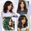 Dark Brown Wavy Bob Wig Natural Brown Curly Bob Wig with Curtain Bangs for Black Women,Synthetic Short Brown Curly Bob Wigs with Bangs Bob Curly Wavy Wig Shoulder Length Wig for Daily Use 4#