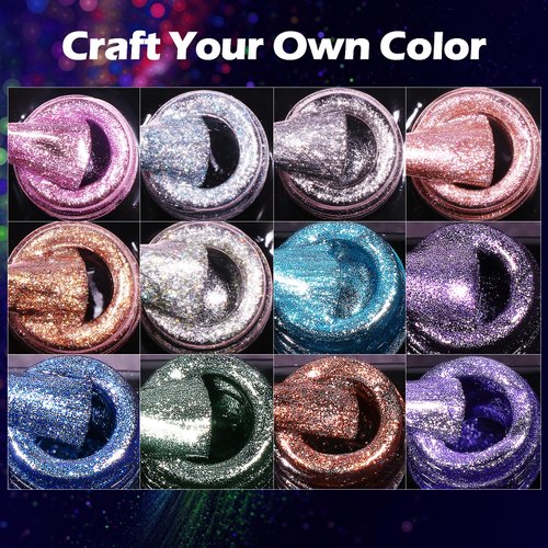 Clara Colors Cat Eye Gel Nail Polish, 12 Colors Holographic Glitter Cat Eye Gel Nail Polish Set with Magnet Romantic Galaxy Series Cat Eye Gel Polish Set Long Lasting Soak Off UV LED