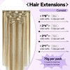 Ukira Blonde Hair Extensions Clip in Real Human Hair, 15 Inch 70g 7pcs Ash Blonde Highlighted Bleach Blonde, Ntural Straight Seamless Clip in Hair Extensions Blonde Hair Extensions