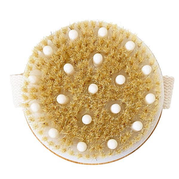 Body Brush - Premium Bamboo Natural Bristle Skin Scrubber - Great Body Massager