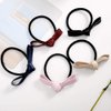 6Pcs Multicolour Small Knotted Bow Hair Ties PU Leather Elastic Hair Bands Simple Hair Ropes Ponytail Holder Hair Elastics and Ties Hair Accessories Hair Care