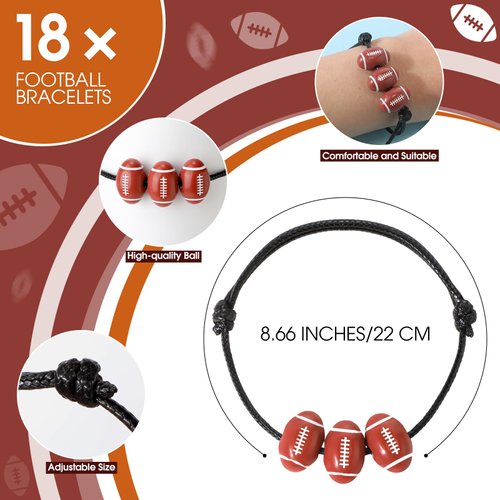 Foilswirl 18 Sets Football Team Gifts Mini Football Stress Balls Football Bracelets with Thank You Cards Football Party Favor for Carnival Birthday Party Supplies