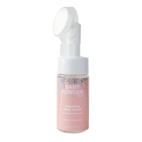 O!Secret BABY POWDER Face Foam Cleanser With Massager Brush 3.5oz/100ml (Round Brush)