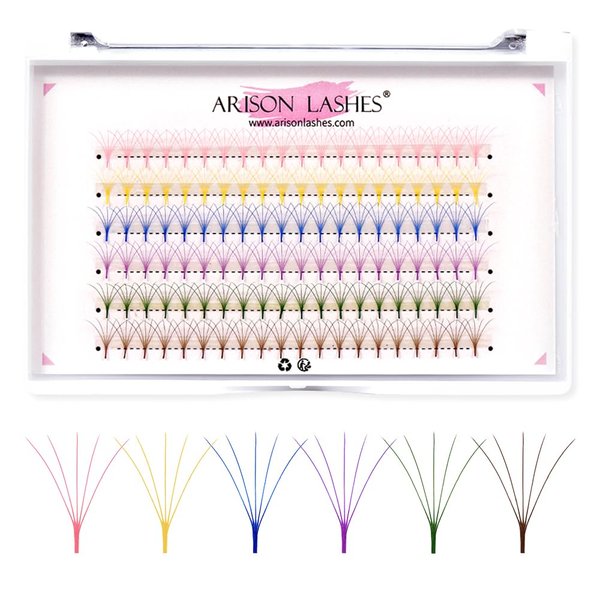 Colored Premade Fans Eyelash Extensions 5D 12mm Professional Colored Individual Lashes Volume Lash Extensions Ponited Base Premade Fans