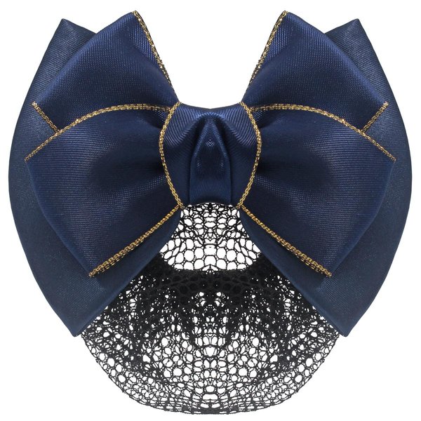 Bowknot Hair Bows for Women, Hair Nets for Buns | Hair Bows Fine Mesh with Lace Hair Net | Big Bows for Girls & Snoods for Women Hair | Navy Blue Bows for Girls Hair | Bun Cover For Hair, Blue