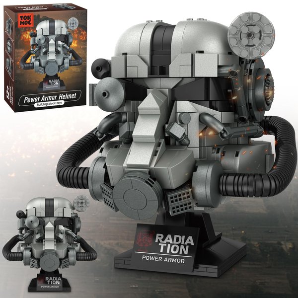 Idudbid Helmet Building Set, Power Armor Helmet Building Block Toys, Building Model Kit Display Collectible Decoration, Helmet Collectible Model for Fans, Xmas Gift for Teens Boys (1088PCS)