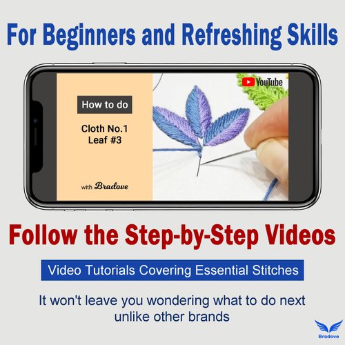 Bradove 3 Sets Leaves and Flowers Embroidery Practice Kit, Embroidery Kit for Beginners Adults, Learn to Embroider Kit Adult Beginner, Embroidery Practice Stitches Kit, Beginner Embroidery Kit