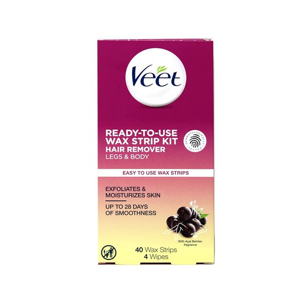 Veet Leg and Body Hair Remover Cold Wax Strips, 40 ct (Pack of 6)