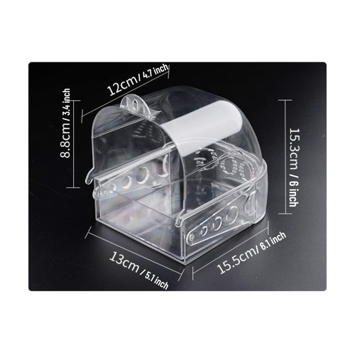 Bird Bath Cage, Cleaning Pet Supplies Cockatiel Bird Clear Bathtub with Hanging Hooks and Bottom Drawer for Little Bird Parrots Spacious Parakeets Portable Shower for Most Birdcage