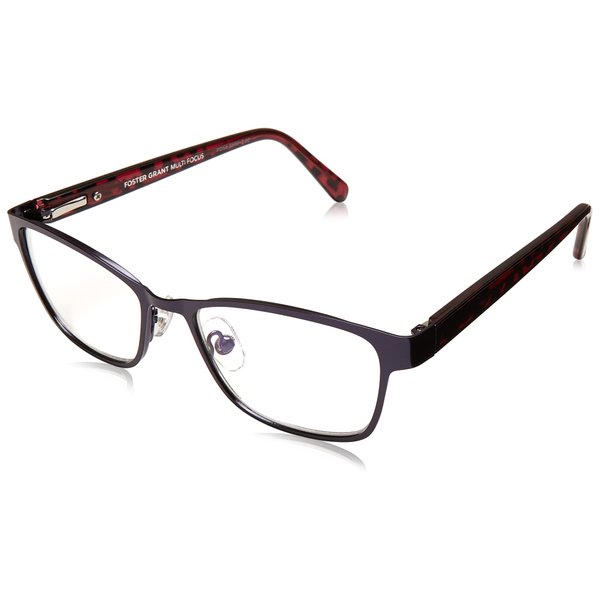 Foster Grant Women's Tierney Multifocus Cat-Eye Reading Glasses, Purple/Transparent, 53 mm + 2.75