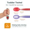 NumNum GOOtensil Pre-Spoons + Travel Case | Baby Spoon Set (Stage 1 + Stage 2) | BPA Free Silicone Self Feeding Toddler Utensils | For Kids Ages 6 Months+, 2 Spoons, Blue/Navy