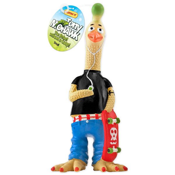 Ruffin' It Tony Mohawk Durable Latex Chicken Dog Toy, Small