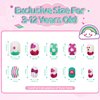 144Pcs Kids Press on Nails Children Girls Press on Short Artificial Fake Nails No fading Stable Quick Stick on Cute Pre Glue Full Cover Acrylic Nail Tip Kit Gift for Kids Nail Decoration (Flower)