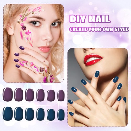 Honoson 720 Pieces Short False Nails Medium Square Artificial Fake Nails Full Cover Fingernails Coffin Press on Nails Glossy False Nails Tips for Women Girls DIY Nail(Classic Color)