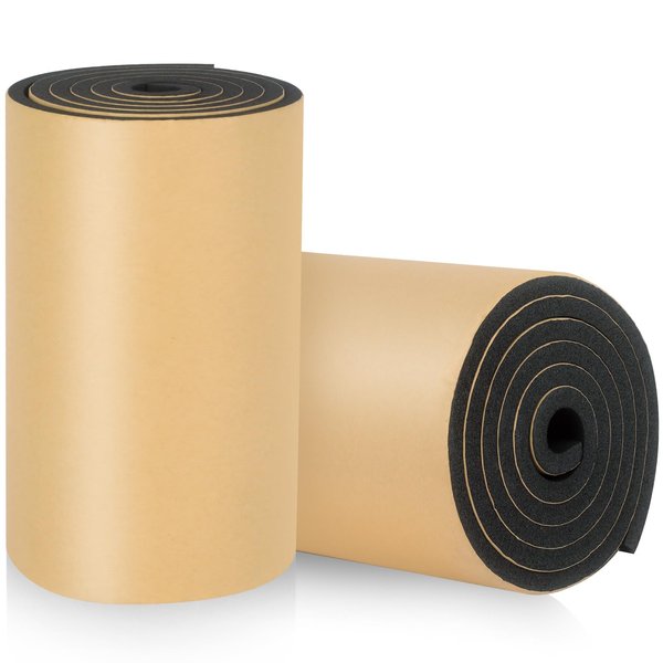 Kaqiluo 2 Pack High Density Self-Adhesive Sound Insulation Acoustic Foam, 0.4" x 12" x71", 10mm Thick，11.6 sqft Sound Proof Padding, Fire/Water Resistant Acoustic Treatment Foam.