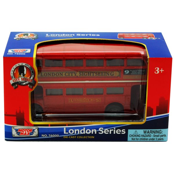 London Double Decker Bus , Red - Motormax 76002 - 4.75" Diecast Model Toy Car
