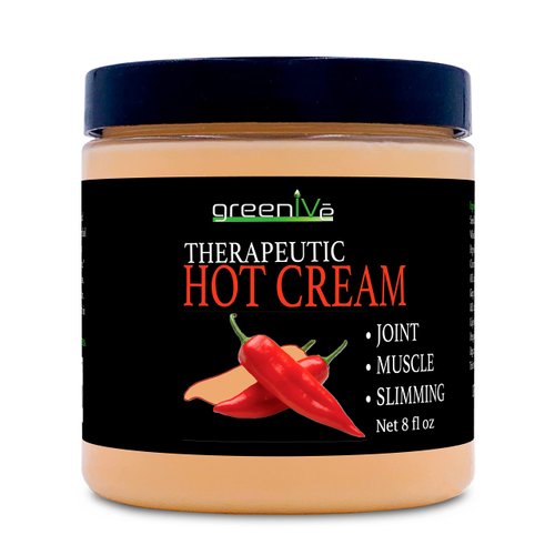 GreenIVe Hot Cream Massage Lotion Hot & Cold Sensation for Joints and Muscles and Skin Tightning Wraps (8oz Jar)