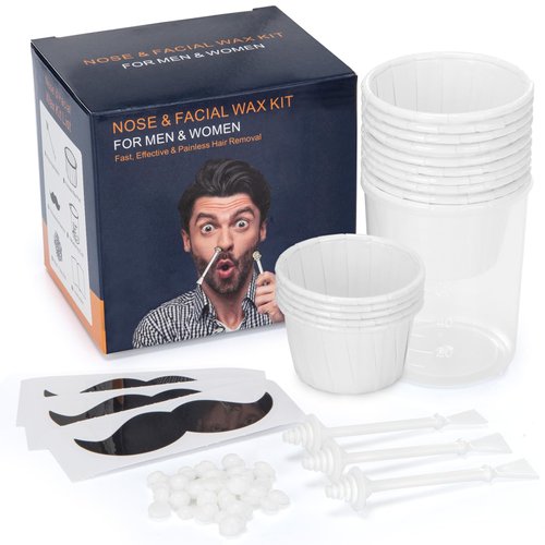 AUZEAL Nose Wax Kit With 30 Nose Waxing Sticks, Nose & Ear Hair Removal Kit for Men and Women with 100g Wax, Up to 20 Uses, Safe, Quick and Painless