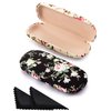 2 Pieces Hard Shell Eyeglass Case Flower Glasses Case for Women Floral Fabric Women Eyeglass Case Retro Hard Glass Case Portable Eyeglass Box for Women Girl Ladies Spectacles (Apricot, Black)