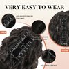 FLUFYMOOZ Ponytail Extension, 12" Short Claw Ponytail Extension Wavy Curly Jaw Clip in Pony tails Hair Extension Natural Synthetic Hairpiece for Women (Black Brown)