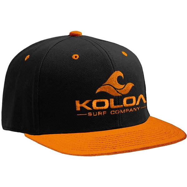 Joe's USA Koloa Surf-Classic Wave Logo Solid Snapback Hats-Orange-Black