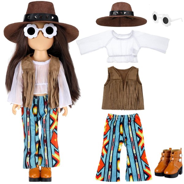 Bencailor 6 Pcs Christmas 18 Inch Doll Clothes and Accessories Winter Doll Outfits Set Sweaters Trousers Hats Shoes for 18 Inch Doll Gifts