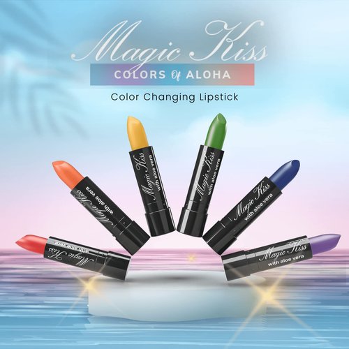 Magic Kiss Pack of 6 Color Changing Matte Lipstick set, Long Lasting Nutritious Lips Moisturizer Magic Temperature Color Change Lip Balm with Aloe Vera PH Lipstick MADE IN USA (Rainbow 6 Pack)