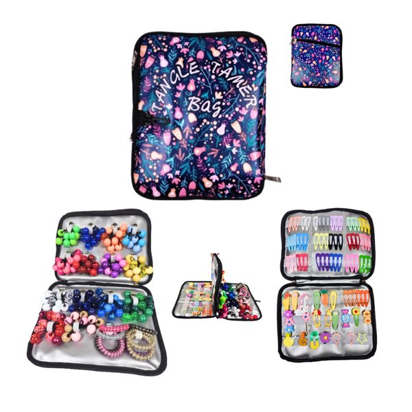 Generic Tangle Tamer Bag Hair Accessories Storage Bag for Girls, Ponytailer Ball Organizer, Hair Bow Organizer, Storage Carrying Case for Display Hair Clips, Headbands, Scrunchies, Hair Ties Holder