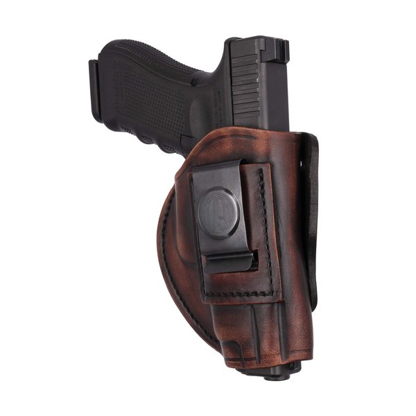 1791 GunLeather 4-Way G19 Holster - OWB and IWB CCW Holster - Right Handed Leather Gun Holster - Fits Beretta 92FS, Springfield XD9 & XD40, G19, 17, 20, 21, 25, 31, 32, 38 (Vintage Brown)