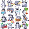 48Pcs Raccoon Theme Cupcake Toppers Woodland Animal Birthday Party Decorations Cartoon Raccoon Cake Topper Decorations for Woodland Theme Baby Shower Forest Animal Party Supplies
