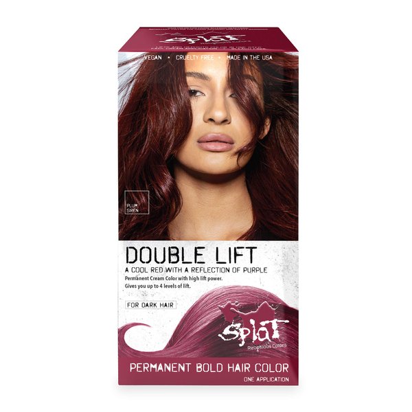 Splat Plum Siren Double Lift Permanent Hair Dye Kit, 1 Application, Includes Plum Hair Color, Developer, Concentrate, Conditioner, Gloves, Processing Cap & Instructions, Vegan & Cruelty Free