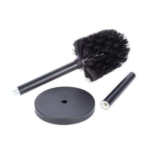 JS Jackson Supplies Sleek Toilet Brush and Holder with Metal Handle - Matte Black