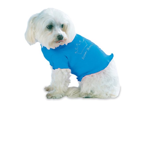 Rhinestone Crown with Name Dog Tshirt Turquoise, Great Gift for Pets