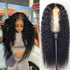 BLY Highlight Human Hair Lace Front Wigs Deep Wave #4/27 Ombre Colored Glueless Wigs Pre Plucked 30 Inch 4x4 Transparent Curly Water Wave Lace Wig Honey Blonde Real Human Hair 180% Density
