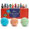 Two Sisters Spa Superhero Bath Bombs for Kids with Surprise Inside, 3 Kids Bath Bombs with Superhero Toys, Ideal Birthday Gift for Boys & Girls, Gentle and Kids Safe